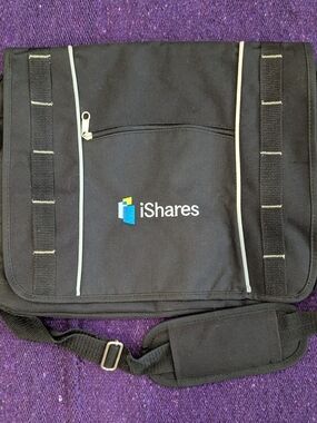 Black Messenger Bag Of Unknown Manufacturing with Reflective Piping